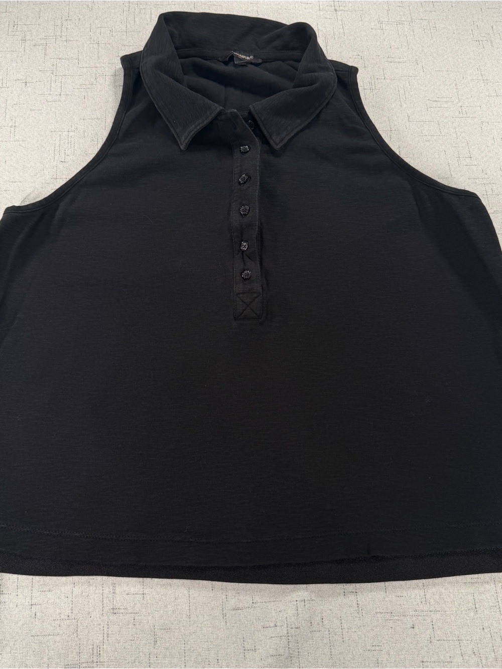Banana Republic Black Sleeveless Polo Tank with Button Placket